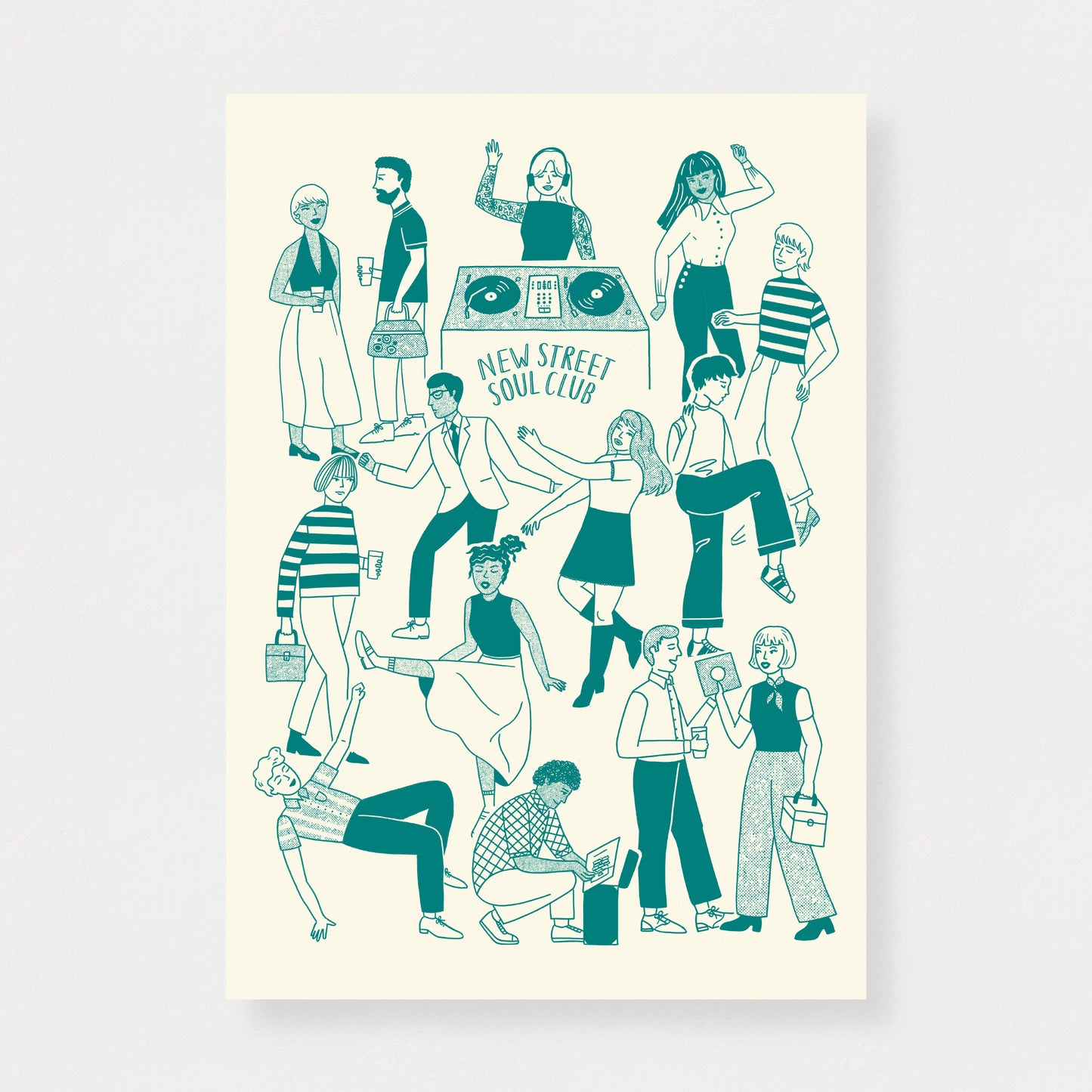New Street Adventure 'Dancers' Limited Edition A3 Print (Teal)
